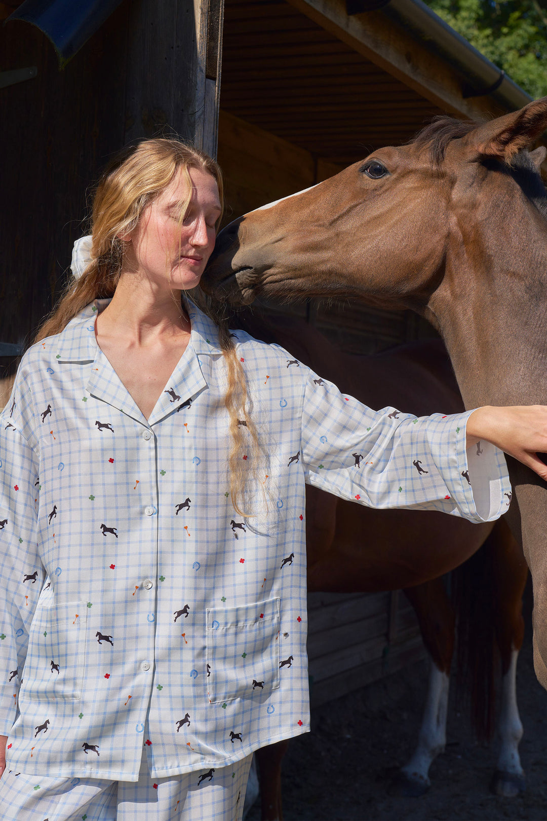 Pony Farm Women’s 18mm Mulberry Silk Twill Long Sleeve Pajama Set-Silk Pajamas Long Set-Not Just Pajama