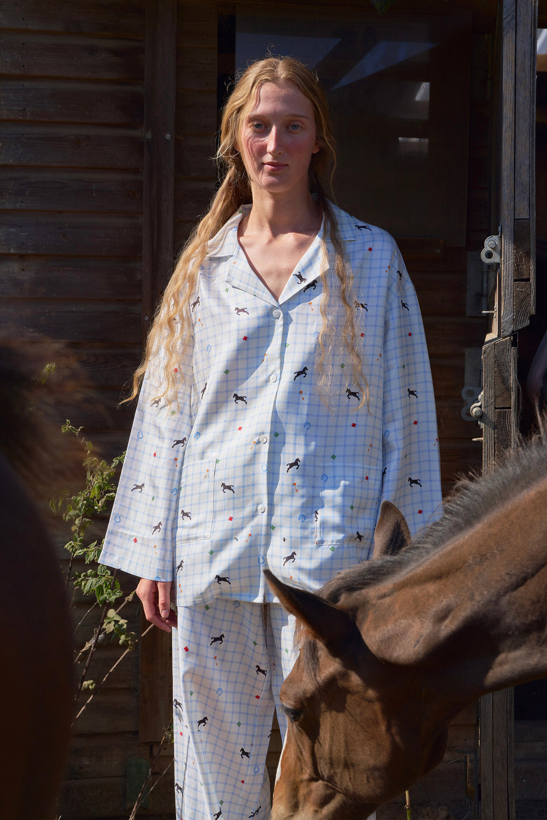 Pony Farm Women’s 18mm Mulberry Silk Twill Long Sleeve Pajama Set-Silk Pajamas Long Set-Not Just Pajama