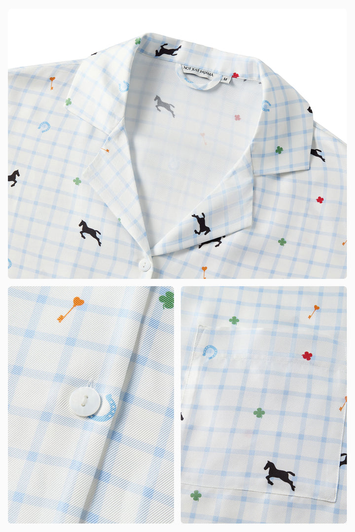 Pony Farm Women’s 18mm Mulberry Silk Twill Long Sleeve Pajama Set-Silk Pajamas Long Set-Not Just Pajama