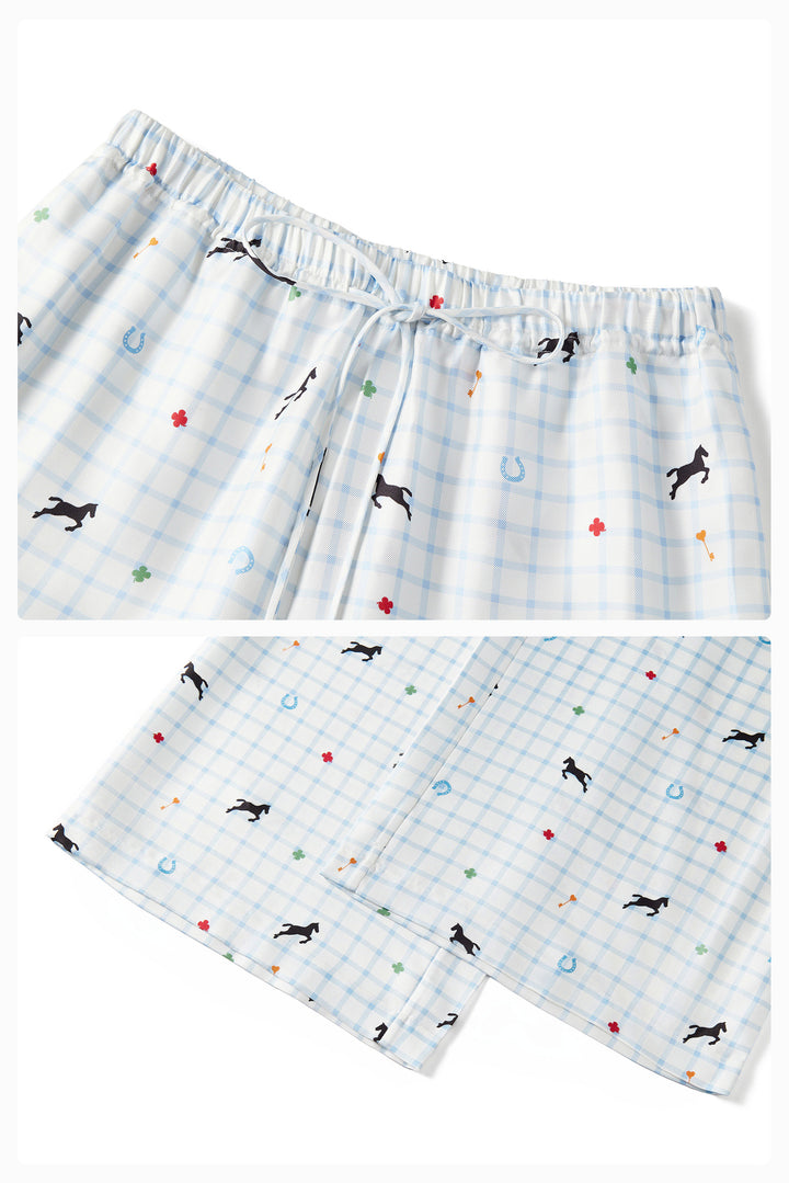 Pony Farm Women’s 18mm Mulberry Silk Twill Long Sleeve Pajama Set-Silk Pajamas Long Set-Not Just Pajama