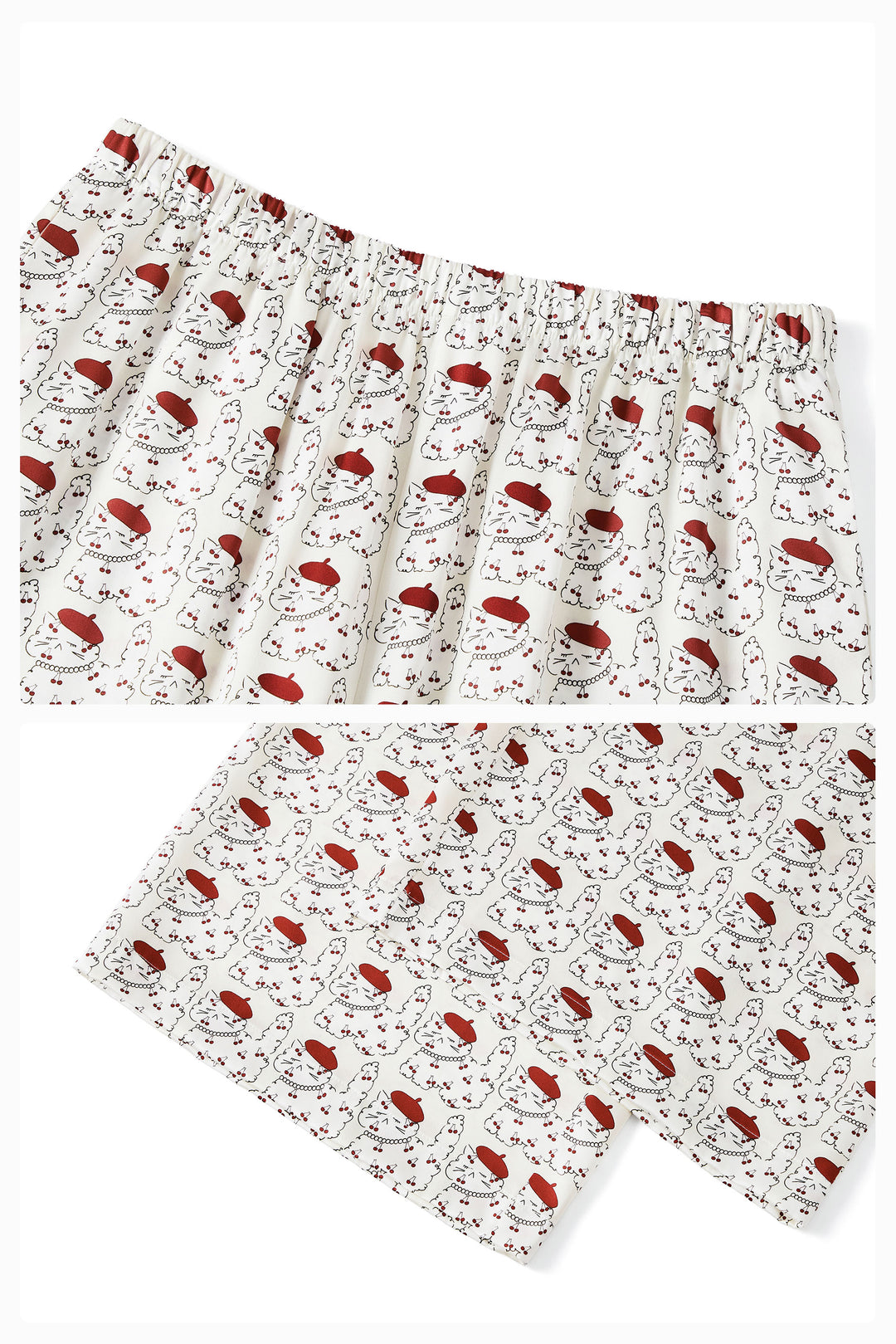 Kiki Cherry Cat 22 Momme Silk Long Pajama Set in 100% mulberry silk by Not Just Pajama - image 13