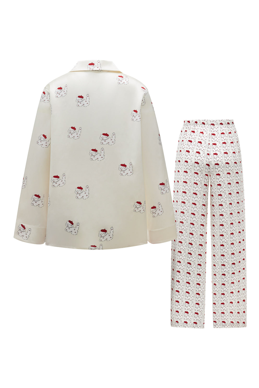 Kiki Cherry Cat 22 Momme Silk Long Pajama Set in 100% mulberry silk by Not Just Pajama - image 14