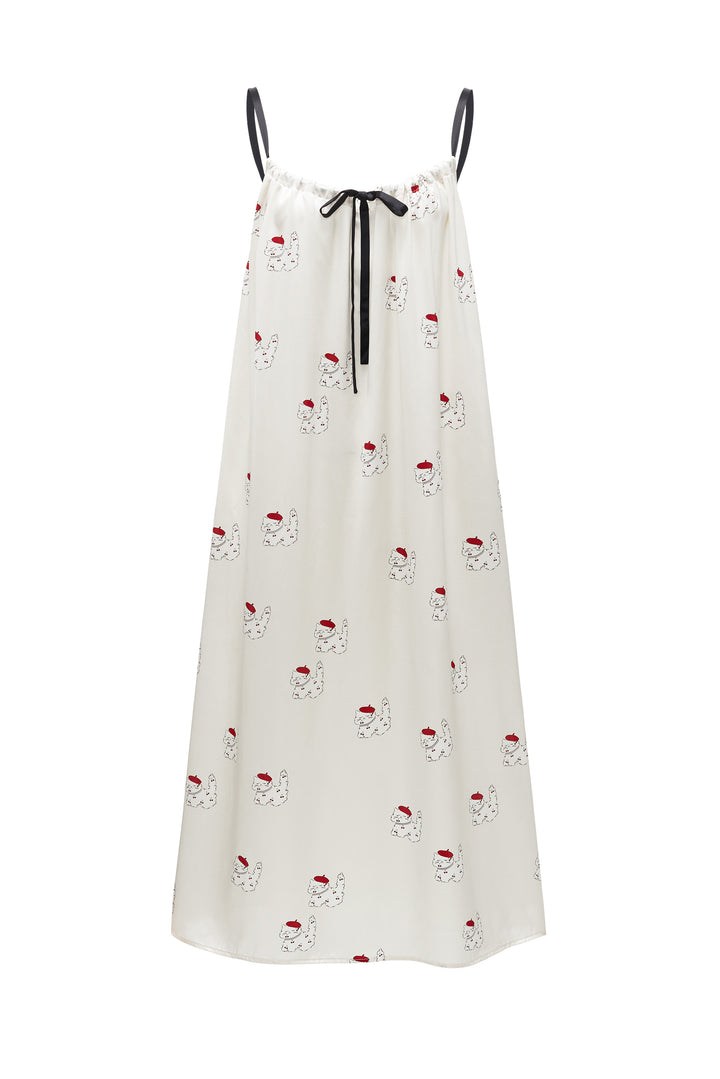 silk dress witn cherry print