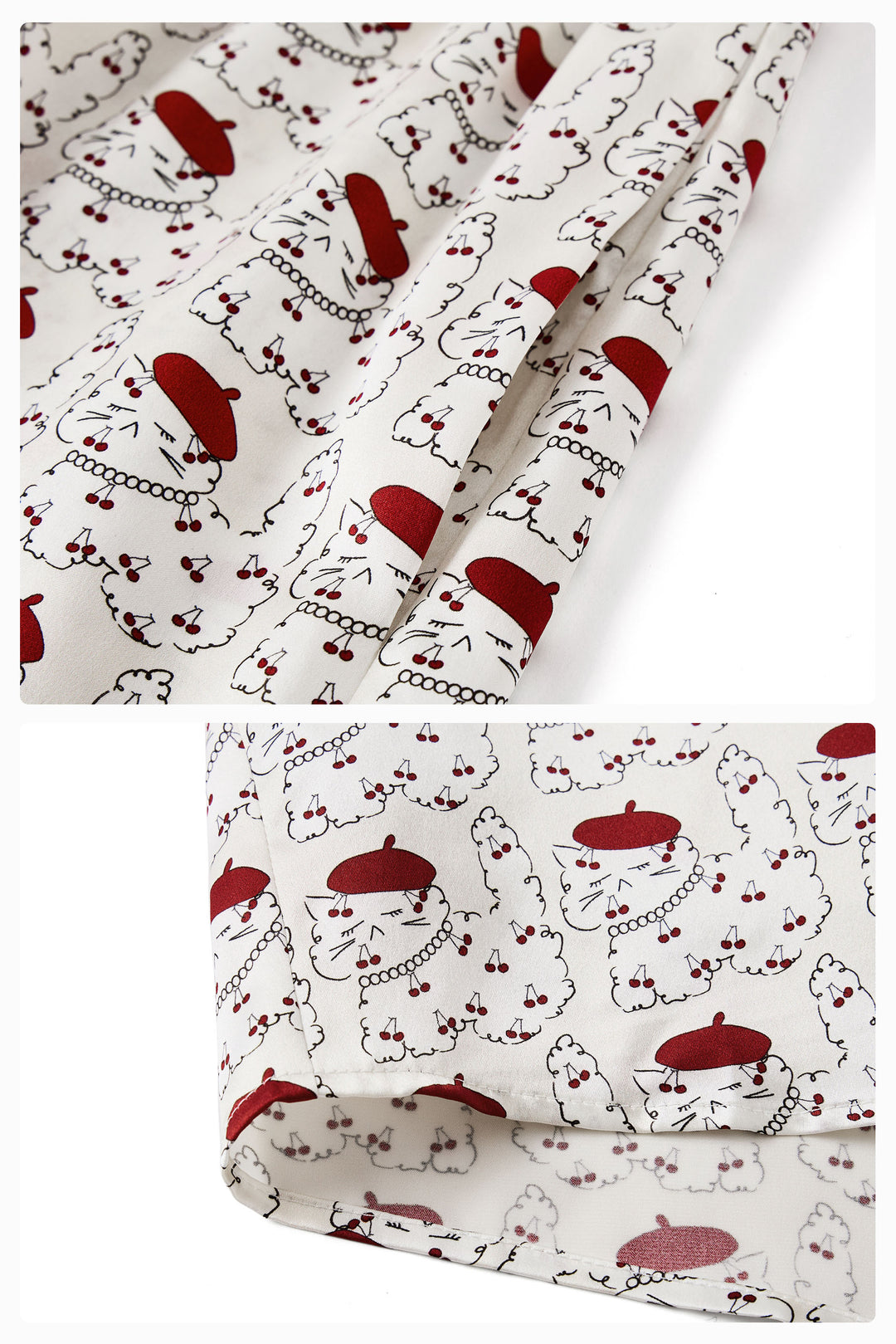 Kiki Cherry Cat 22 Momme Silk Cami Shorts Pajama Set in 100% mulberry silk by Not Just Pajama - image 8