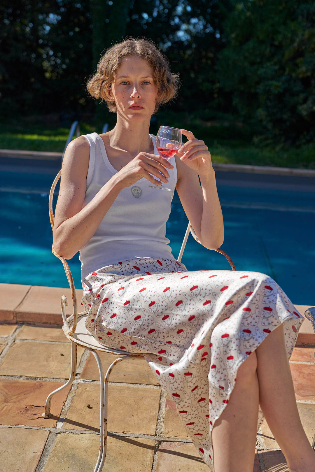 Kiki Cherry Cat 22 Momme Silk Midi Skirt