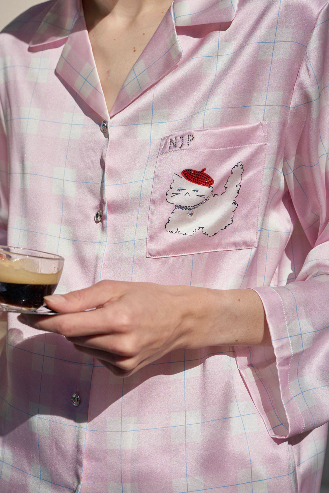 Kiki and Milo Cat 22 Momme Mulberry Silk Couple Pajama Set