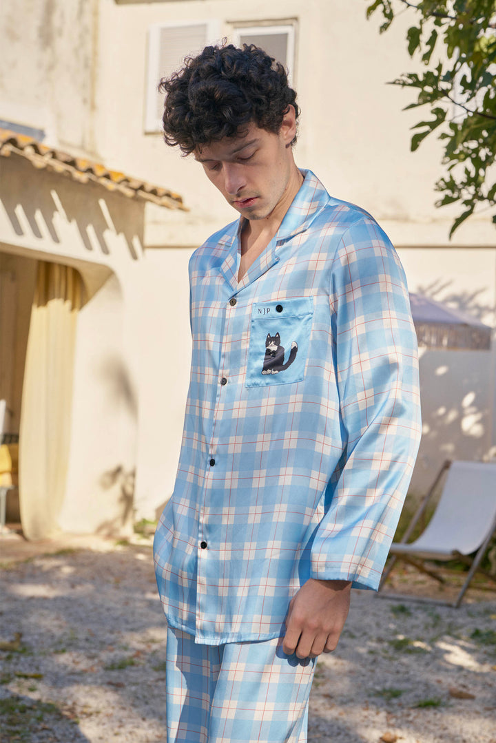 Kiki and Milo Cat 22 Momme Mulberry Silk Couple Pajama Set