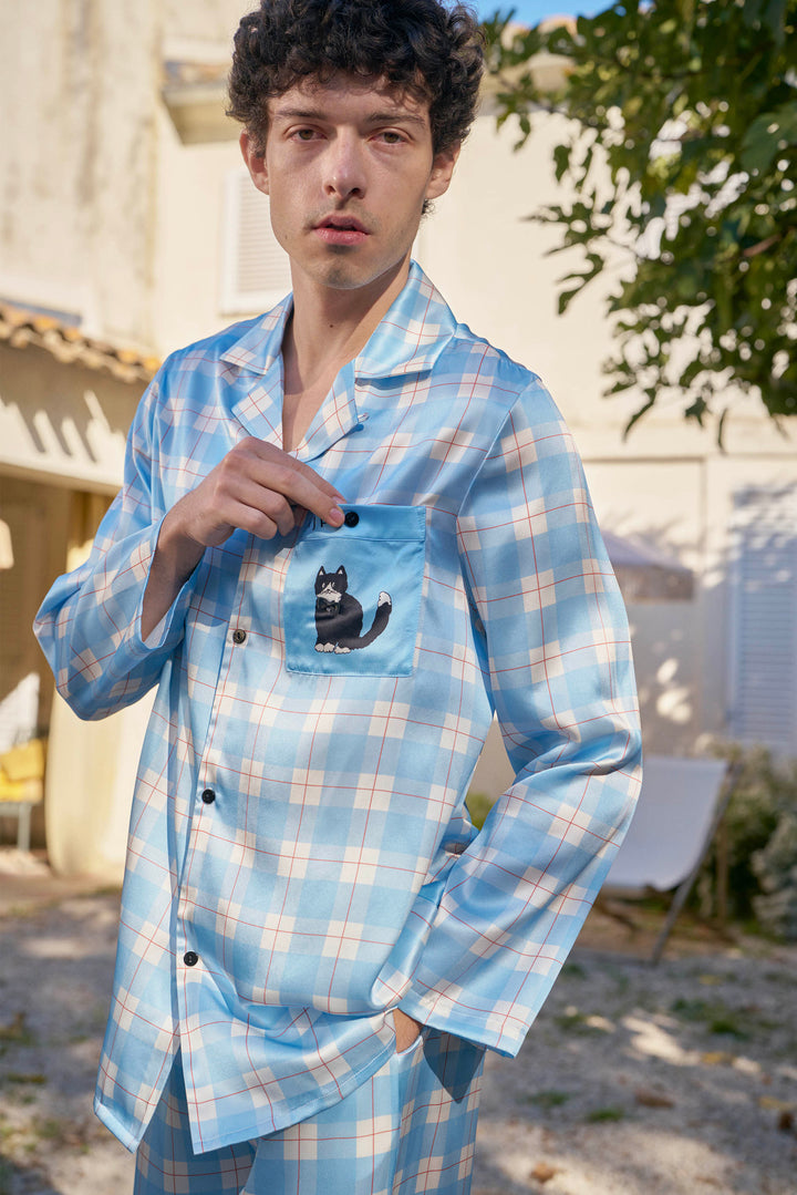 Kiki and Milo Cat 22 Momme Mulberry Silk Couple Pajama Set