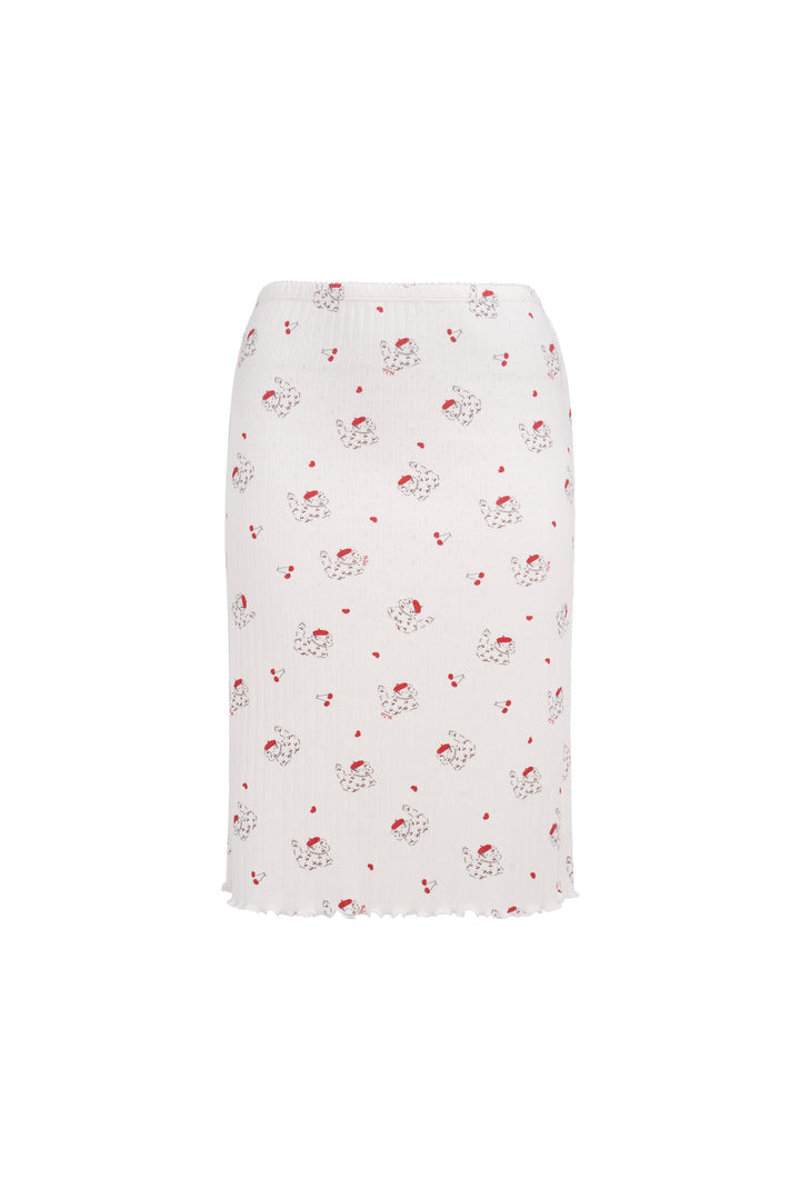 Kiki Cat Wool Silk Knit Midi Skirt