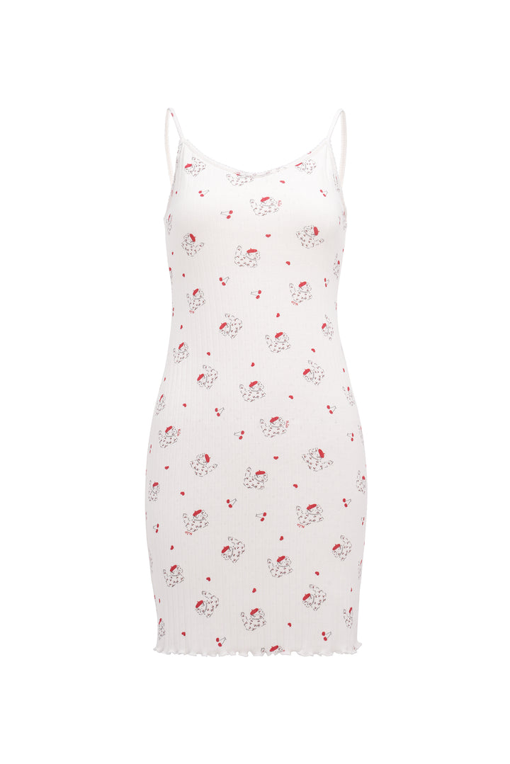 Kiki Cat Wool Silk Knit V Neck Slip Dress