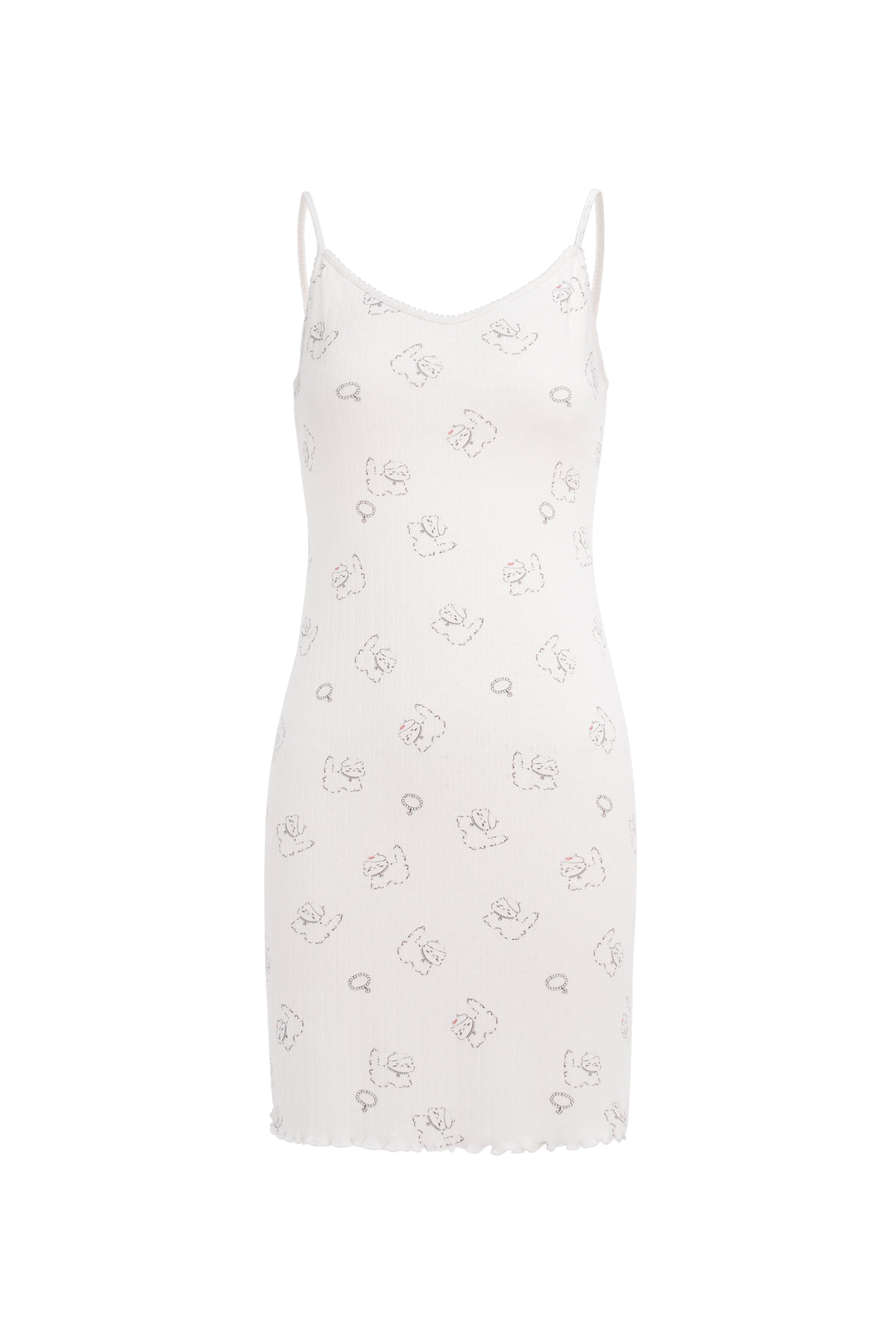 Kiki Cat Wool Silk Knit V Neck Slip Dress