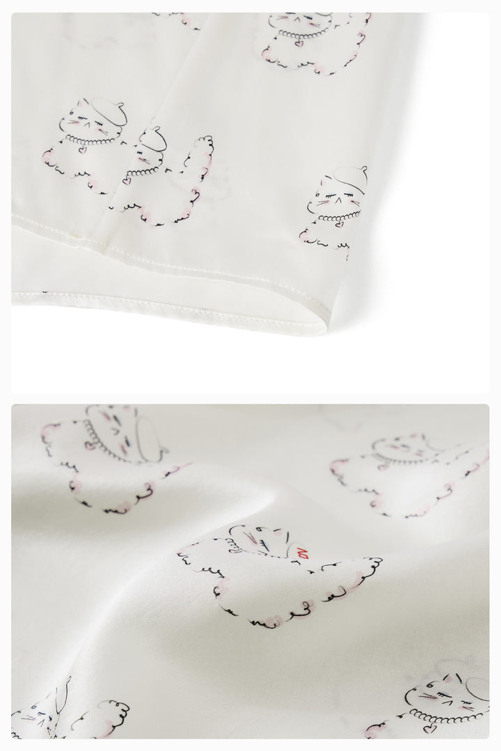 Kiki Pearl Cat 22 Momme Mulberry Silk Nightdress