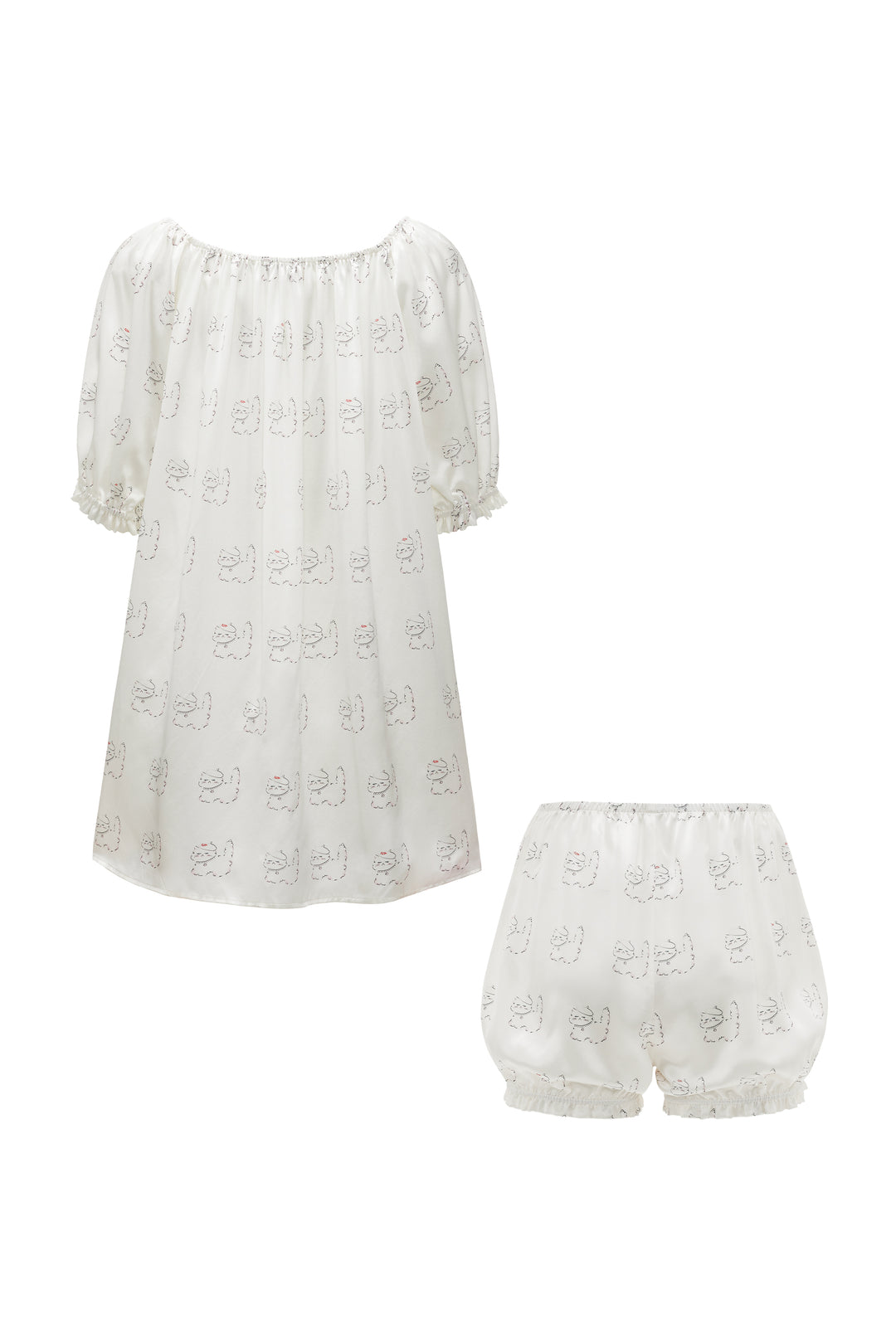 Kiki Pearl Cat 22 Momme Silk Mid Sleeve Pajama Set