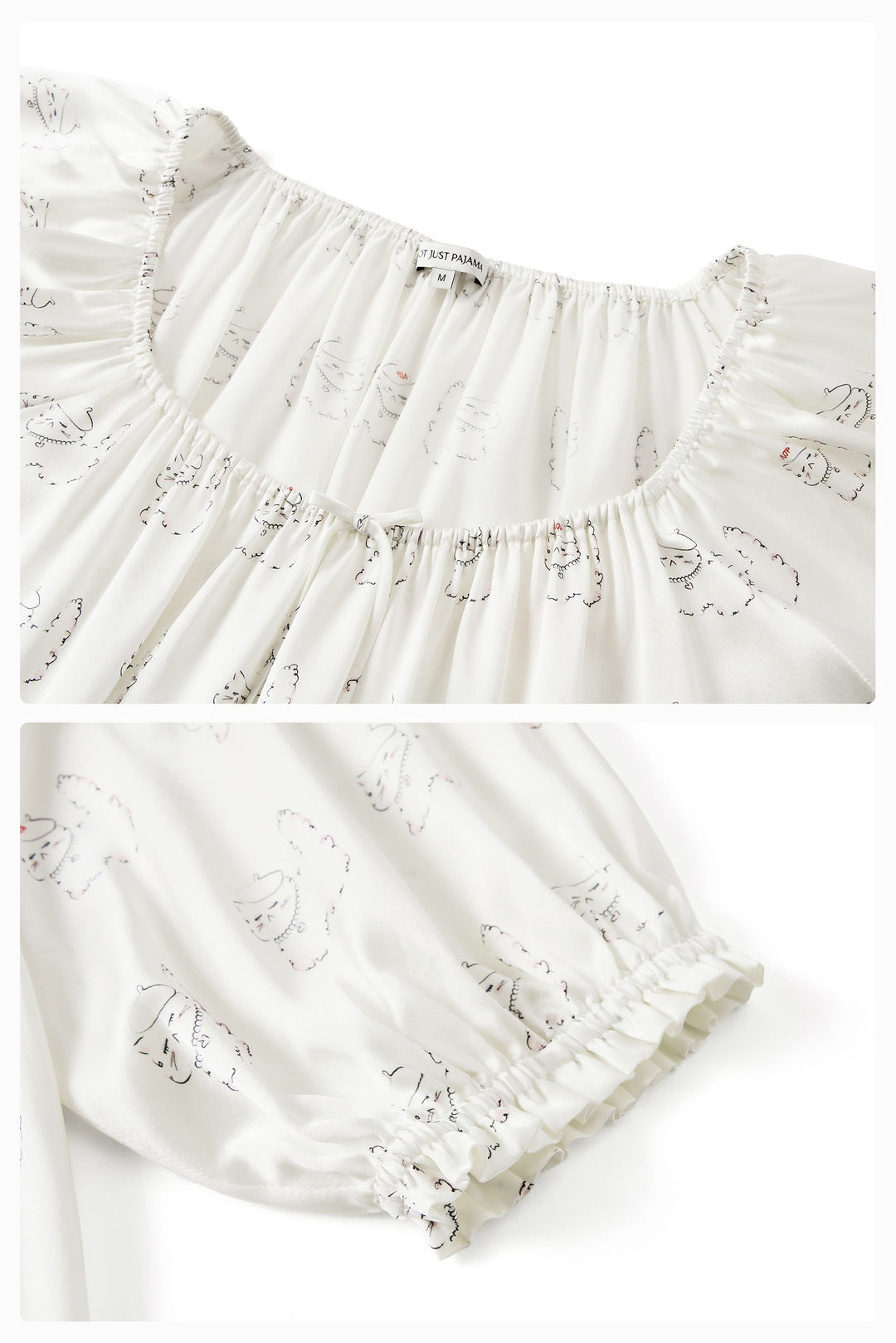 Kiki Pearl Cat 22 Momme Silk Mid Sleeve Pajama Set