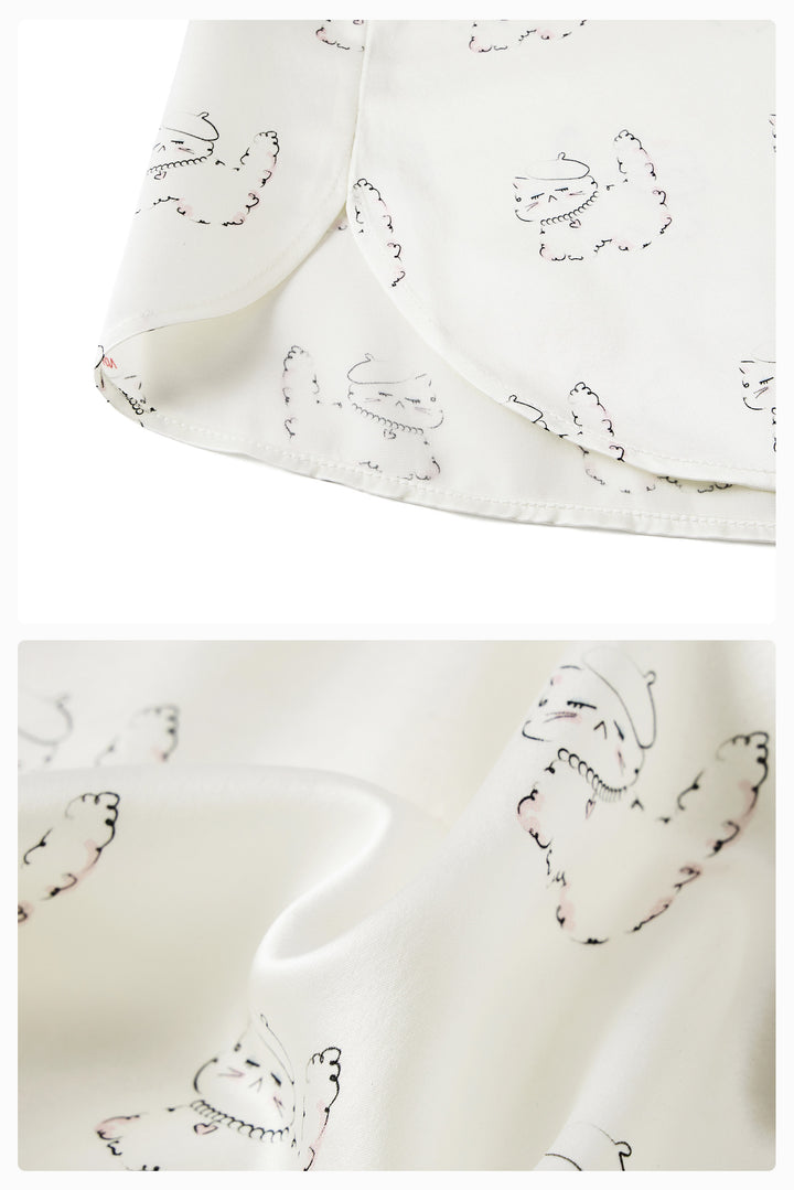 Kiki Pearl Cat 22 Momme Silk Mid Sleeve Pajama Set