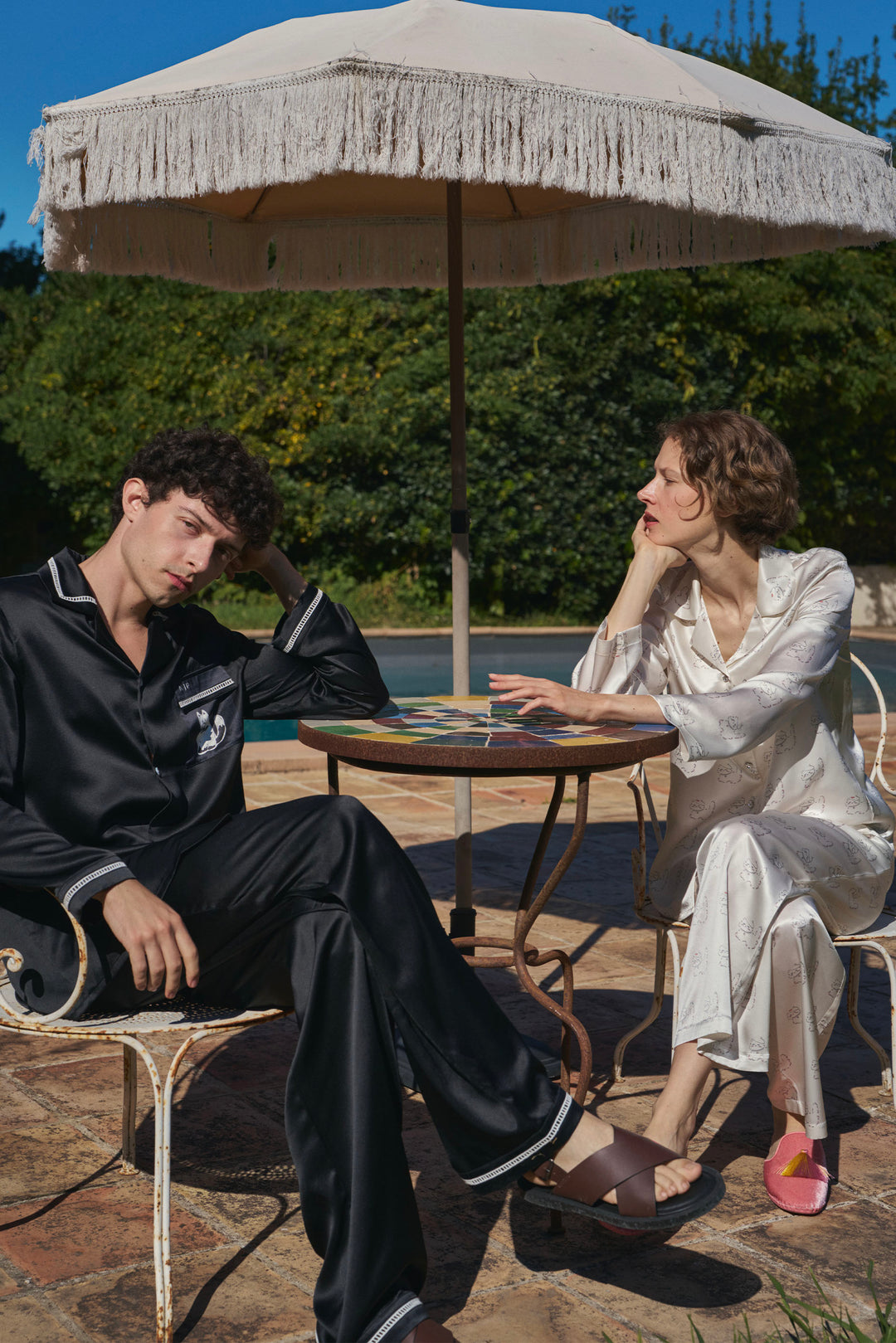 Kiki Pearl Cat 22 Momme Silk Long Pajama Set