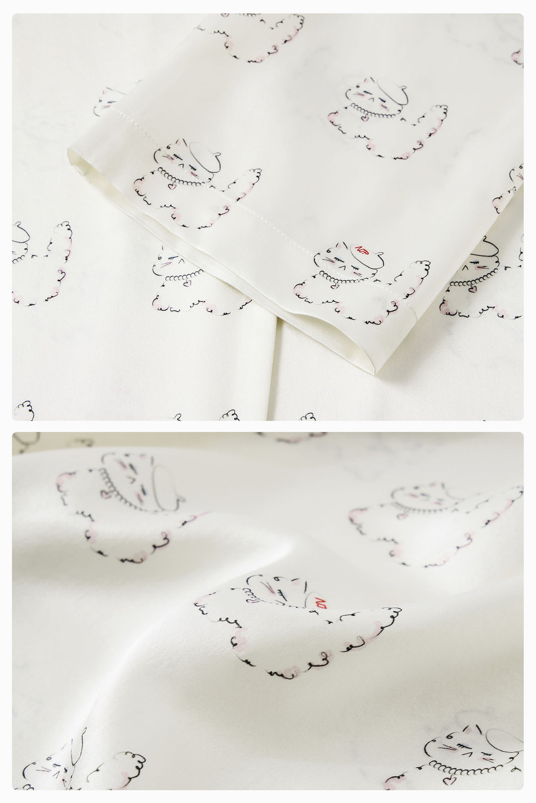 Kiki Pearl Cat 22 Momme Silk Long Pajama Set