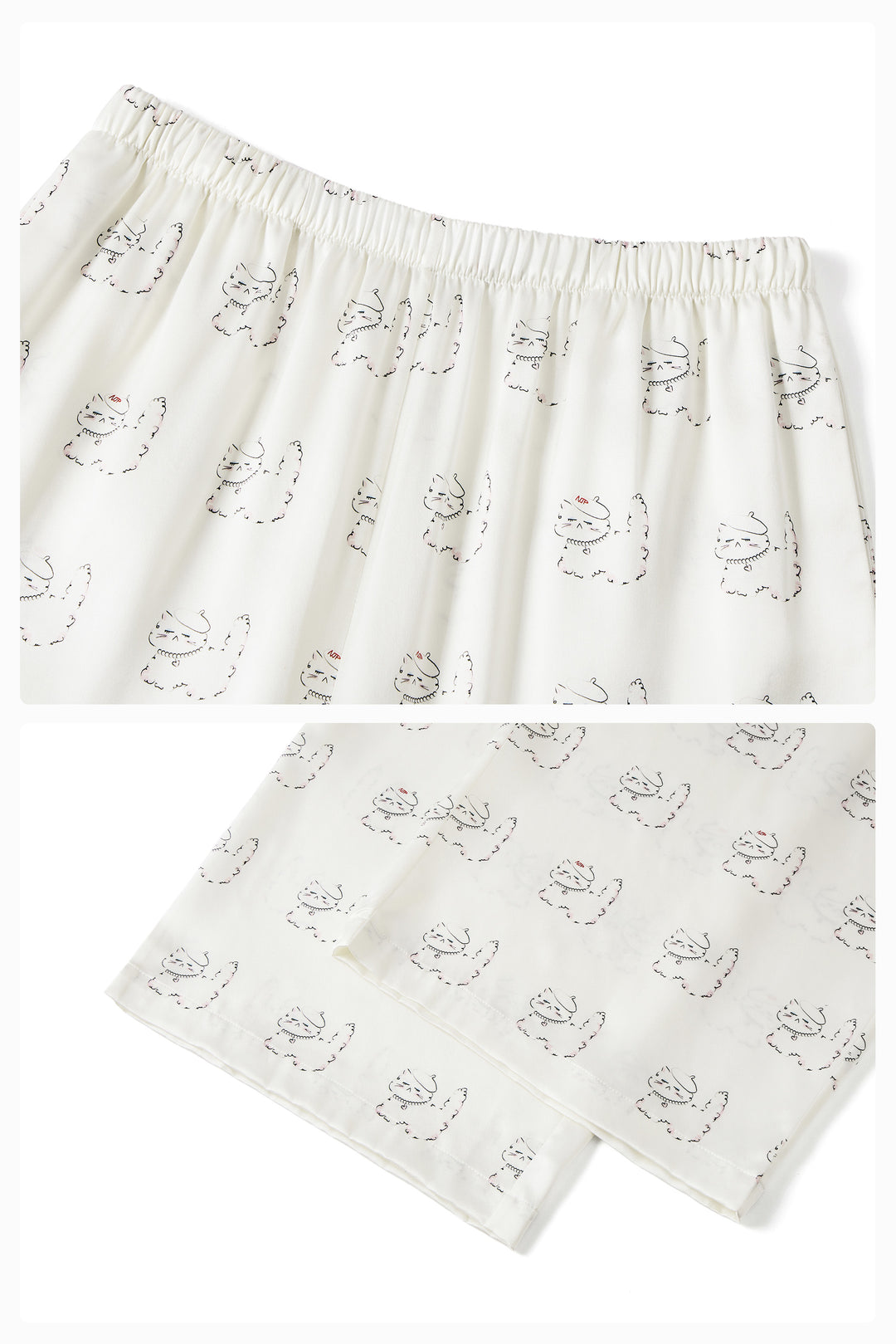 Kiki Pearl Cat 22 Momme Silk Long Pajama Set