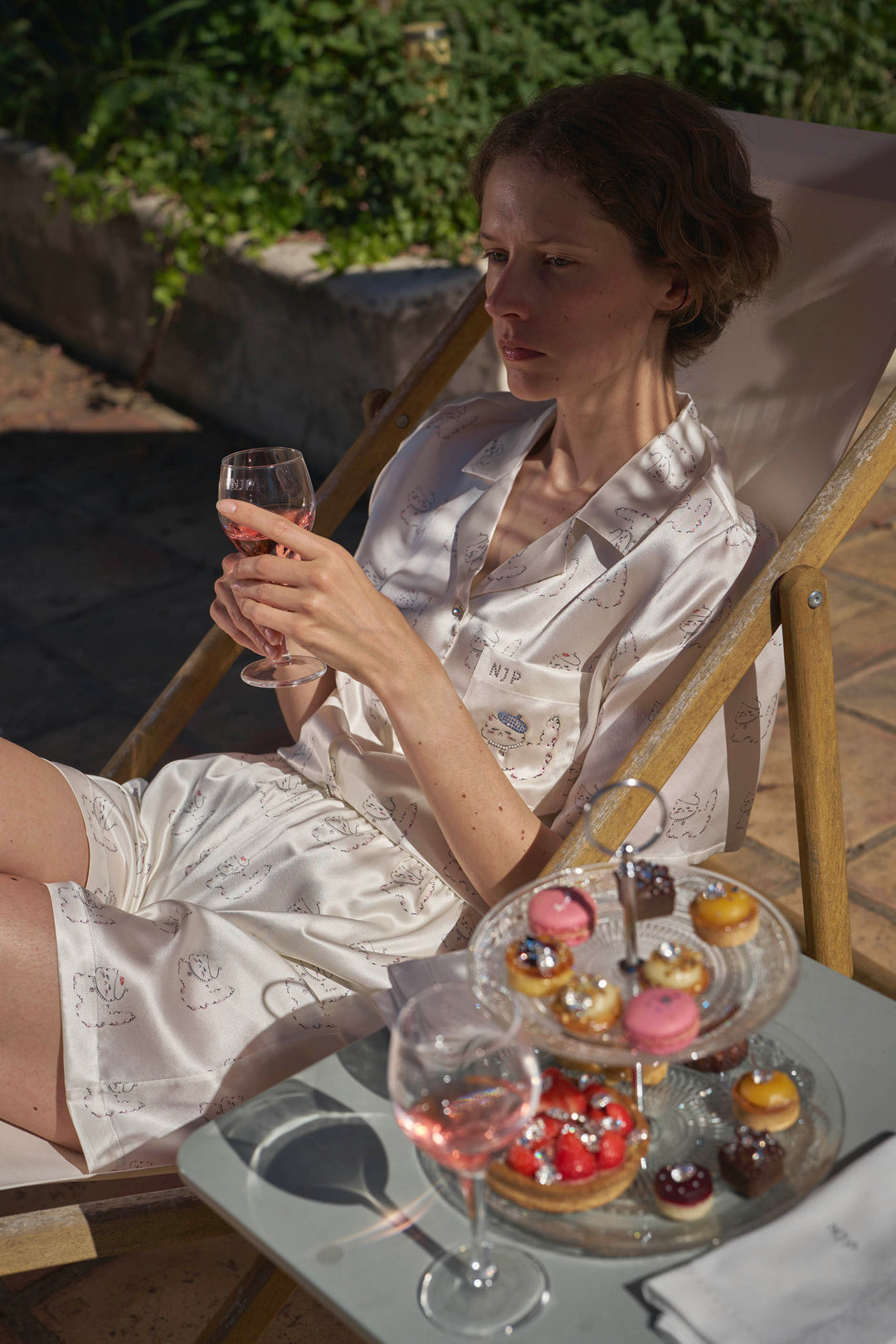 Kiki Pearl Cat 22 Momme Silk Short Sleeve Pajama Set