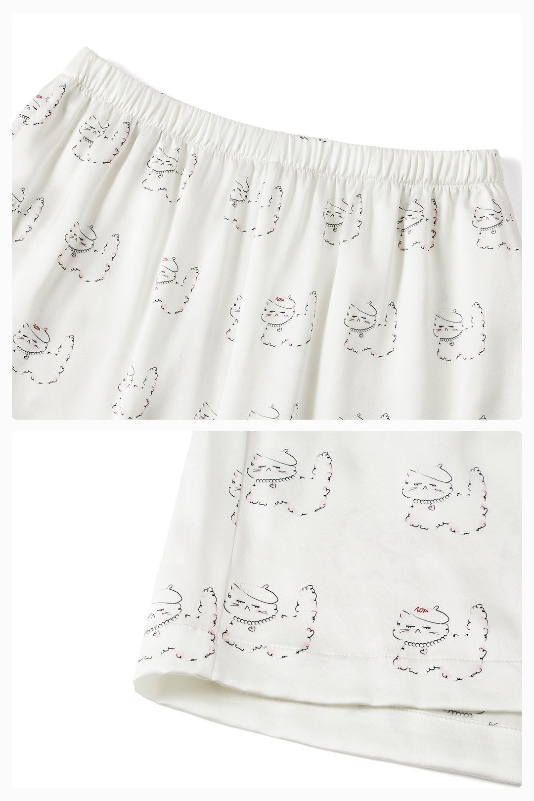 Kiki Pearl Cat 22 Momme Silk Short Sleeve Pajama Set