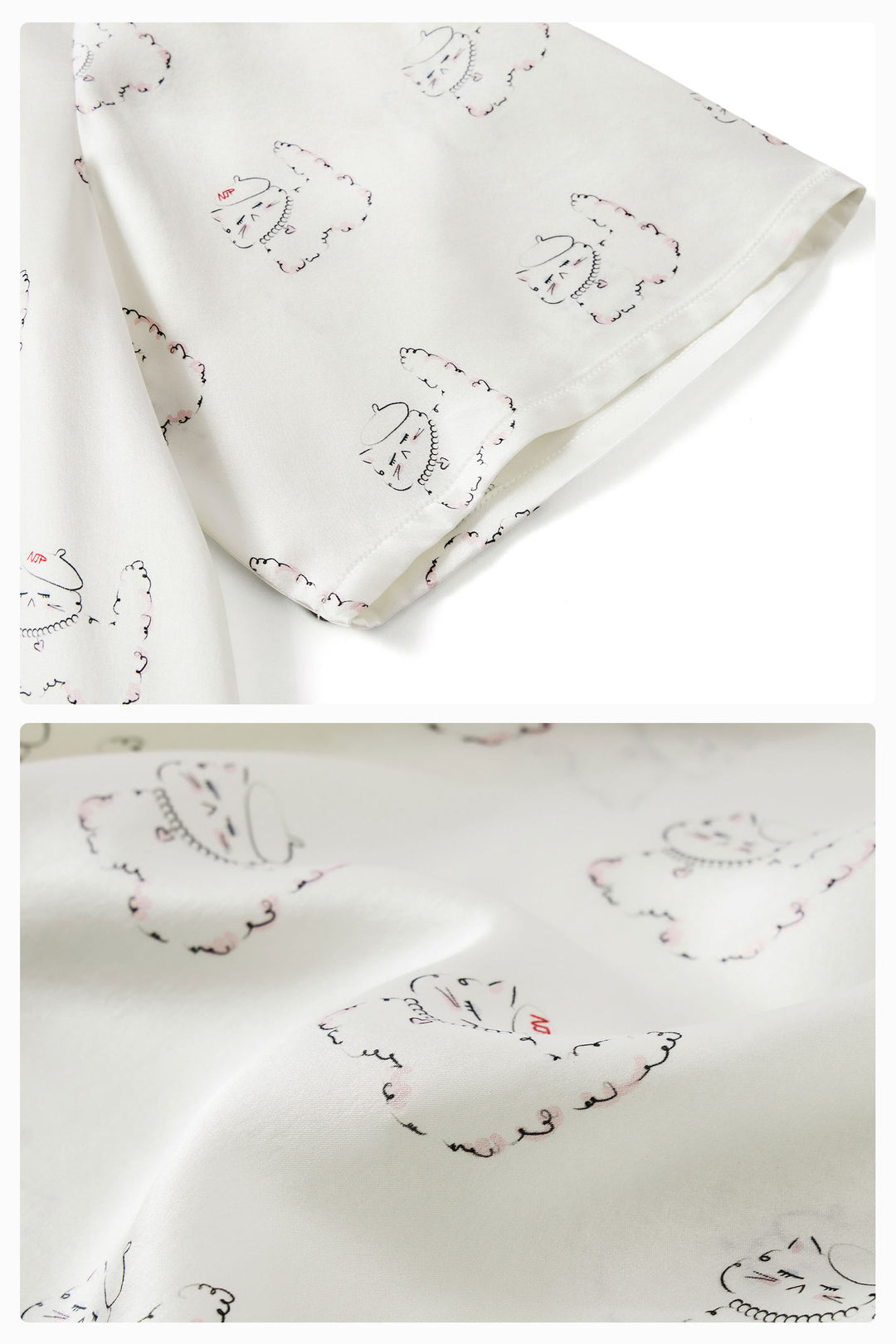 Kiki Pearl Cat 22 Momme Silk Short Sleeve Pajama Set
