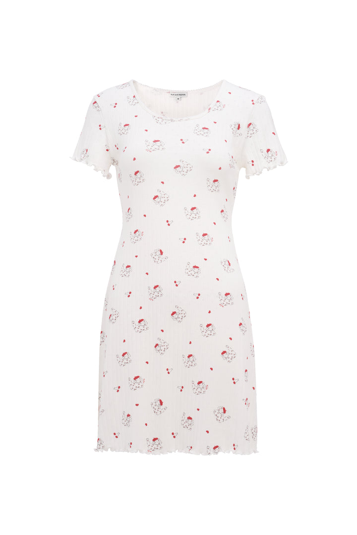 Kiki Cat Wool Silk Knit Short Sleeve Dress