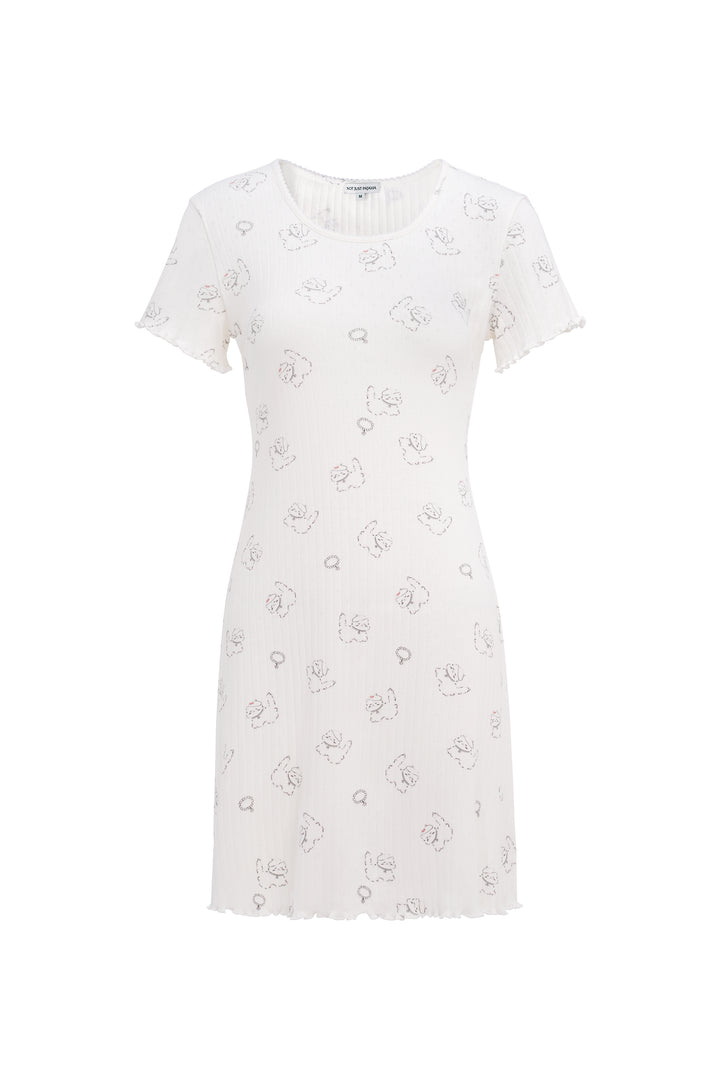 Kiki Cat Wool Silk Knit Short Sleeve Dress
