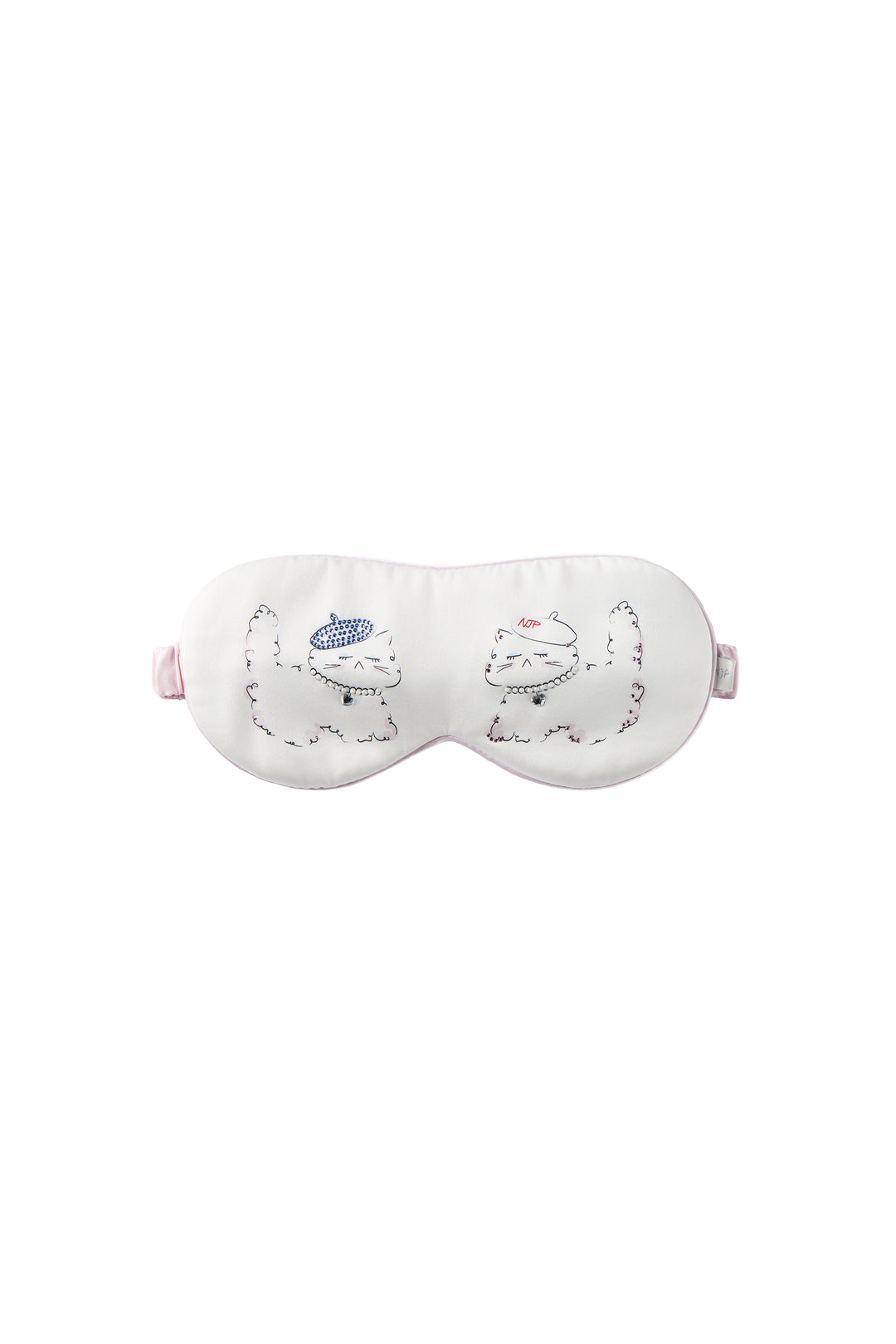 Kiki Pearl Cat 22 momme mulberry silk sleep mask with elastic strap front view