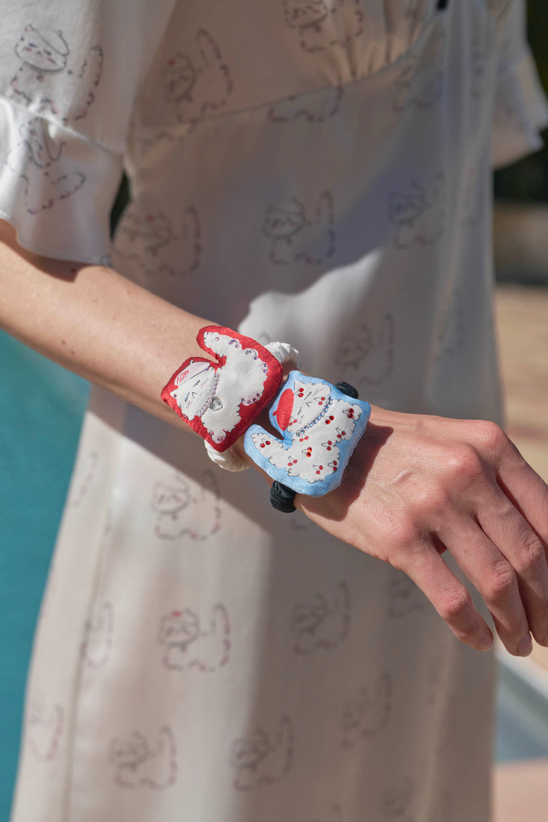Kiki Pearl Cat Silk Mini Scrunchie in 100% mulberry silk by Not Just Pajama - image 3