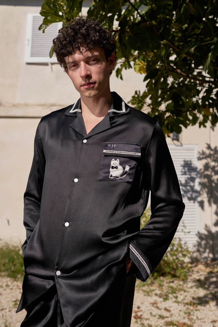 Milo 22 Momme Mulberry Silk Long Sleeve Pajama Set with Contrast Trim