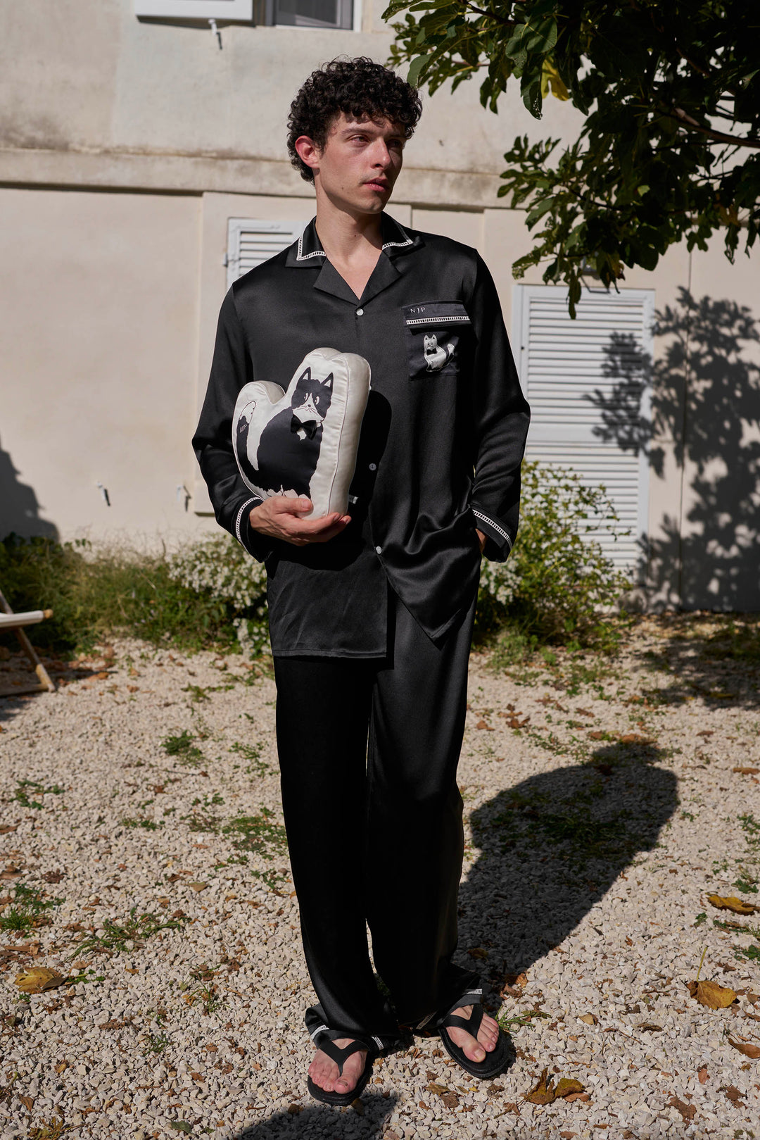 Milo 22 Momme Mulberry Silk Long Sleeve Pajama Set with Contrast Trim