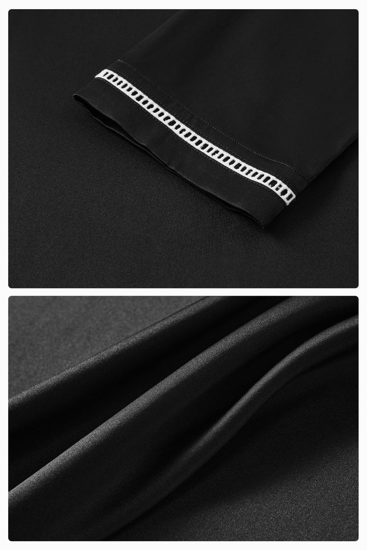 Milo 22 Momme Mulberry Silk Long Sleeve Pajama Set with Contrast Trim