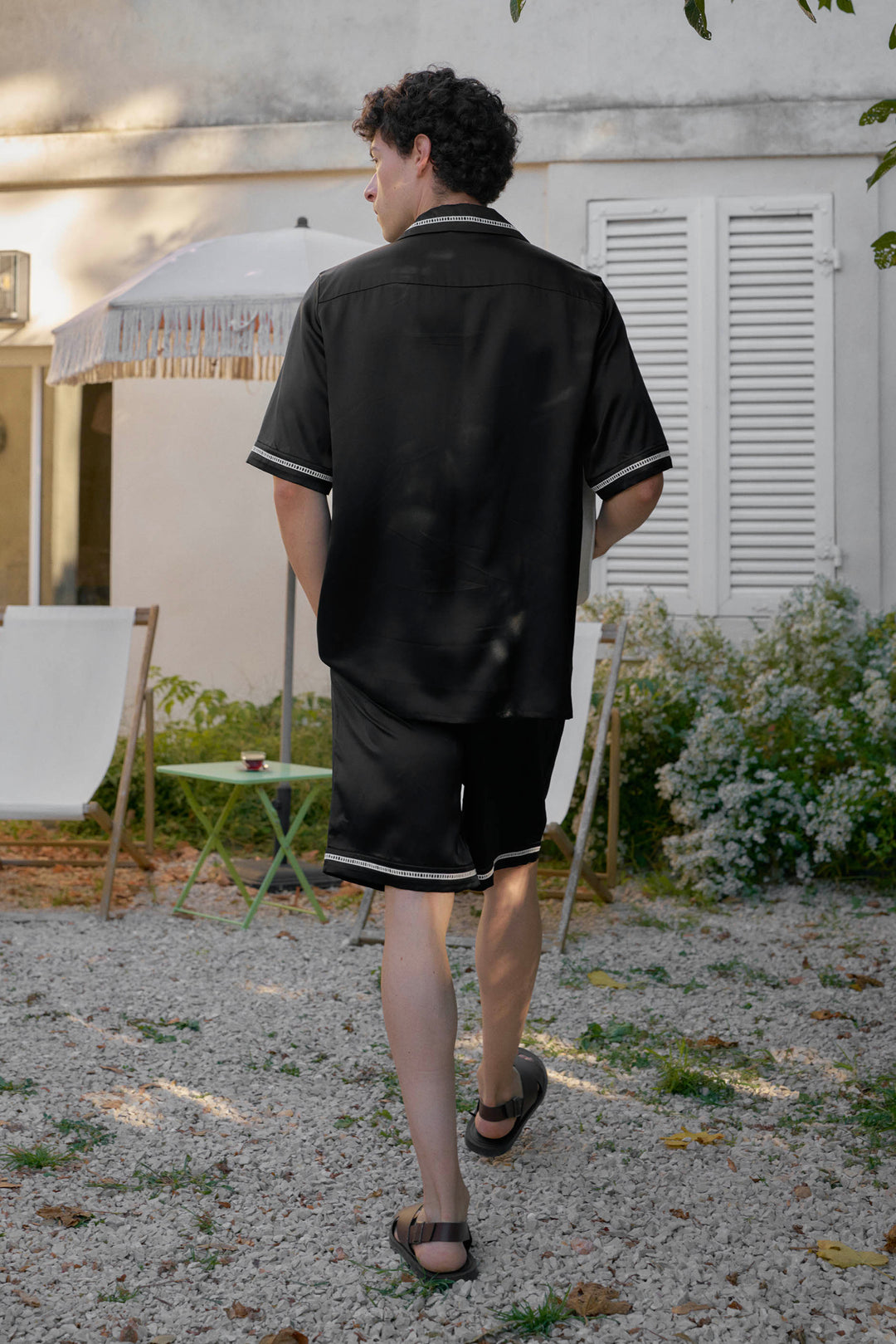 Milo 22 Momme Mulberry Silk Short Sleeve Pajama Set with Contrast Trim