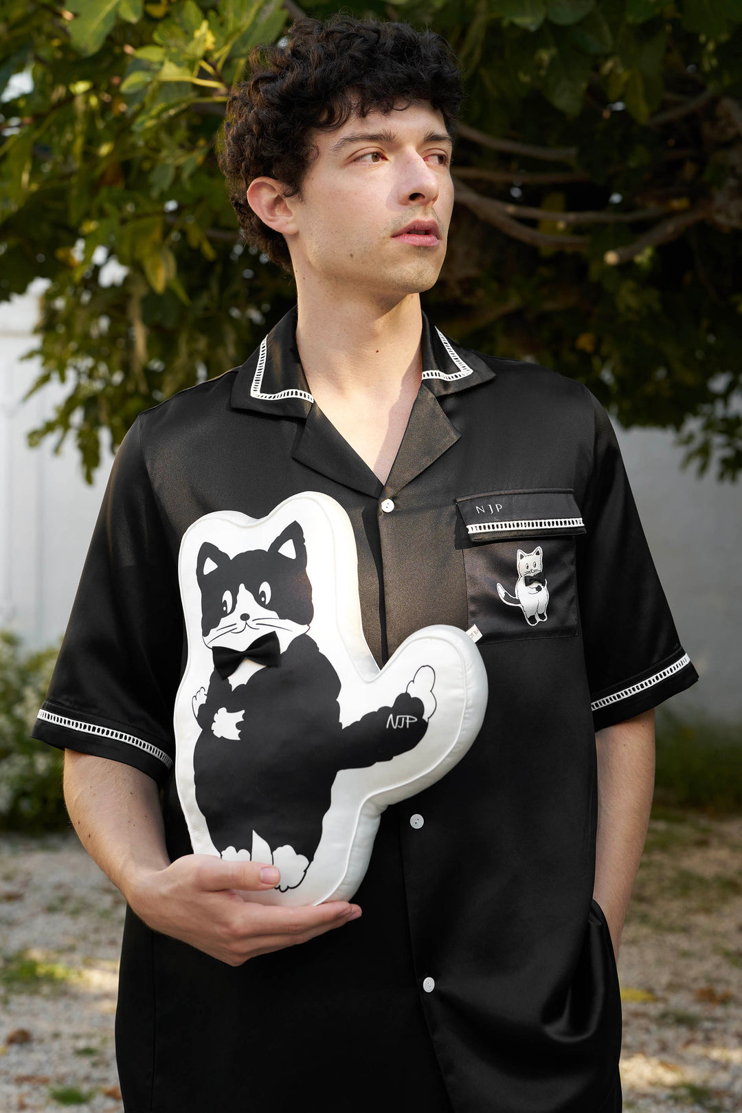 Milo 22 Momme Mulberry Silk Short Sleeve Pajama Set with Contrast Trim