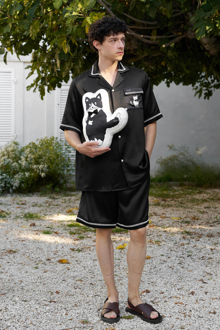 Milo 22 Momme Mulberry Silk Short Sleeve Pajama Set with Contrast Trim