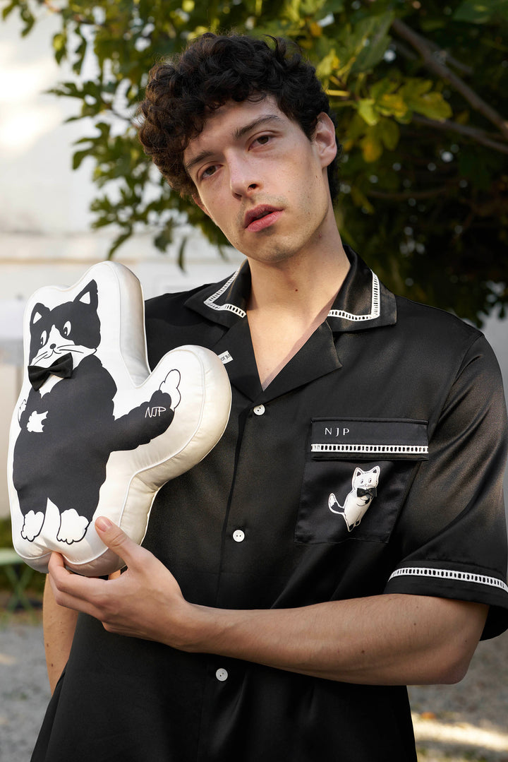 Milo 22 Momme Mulberry Silk Short Sleeve Pajama Set with Contrast Trim