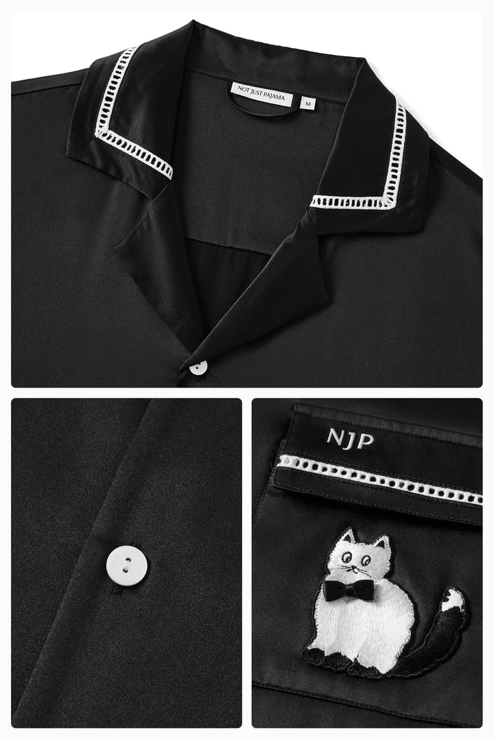 Milo 22 Momme Mulberry Silk Short Sleeve Pajama Set with Contrast Trim