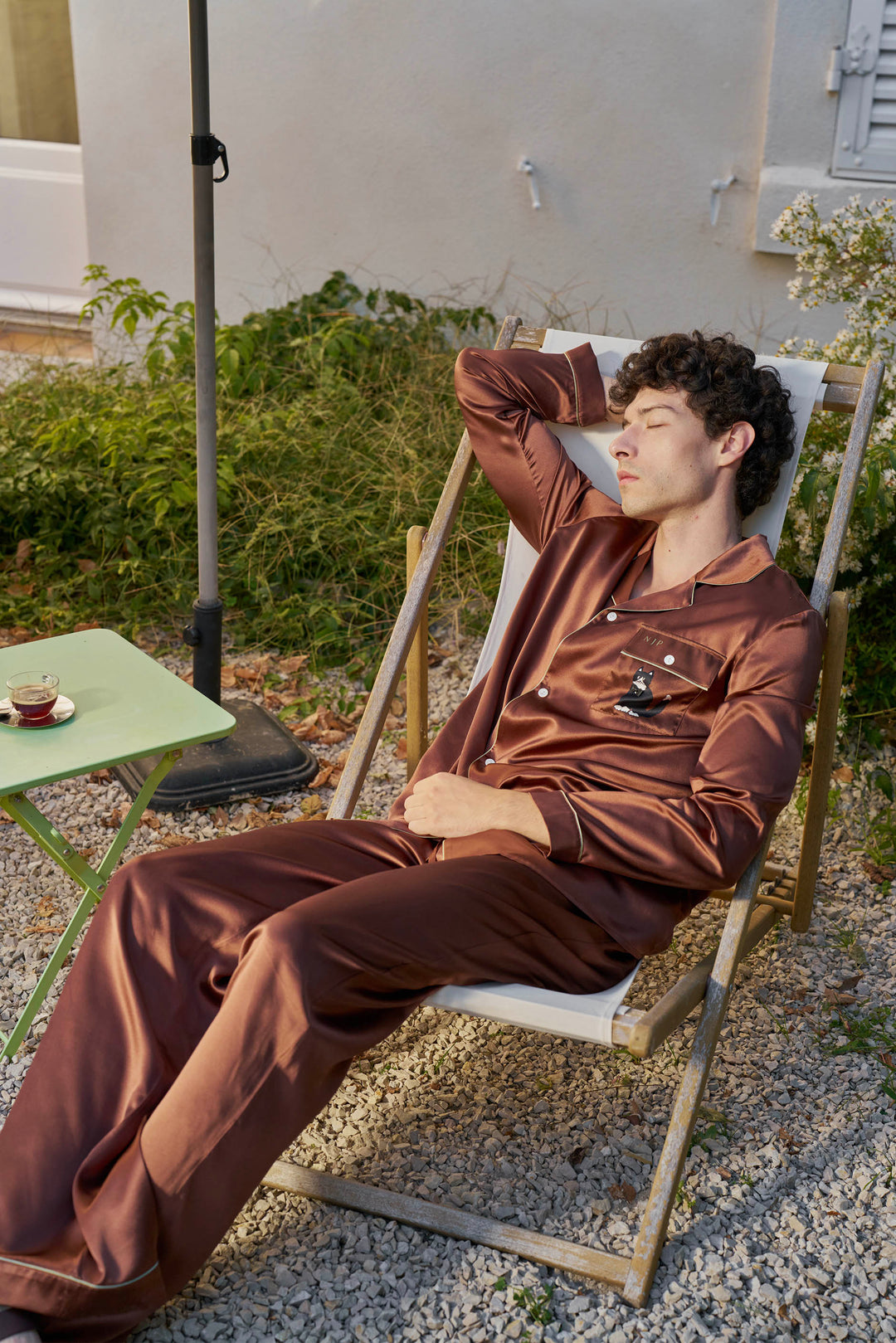 Milo 22 Momme Mulberry Silk Long Sleeve Pajama Set with Contrast Piping