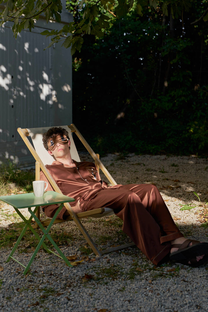 Milo 22 Momme Mulberry Silk Long Sleeve Pajama Set with Contrast Piping