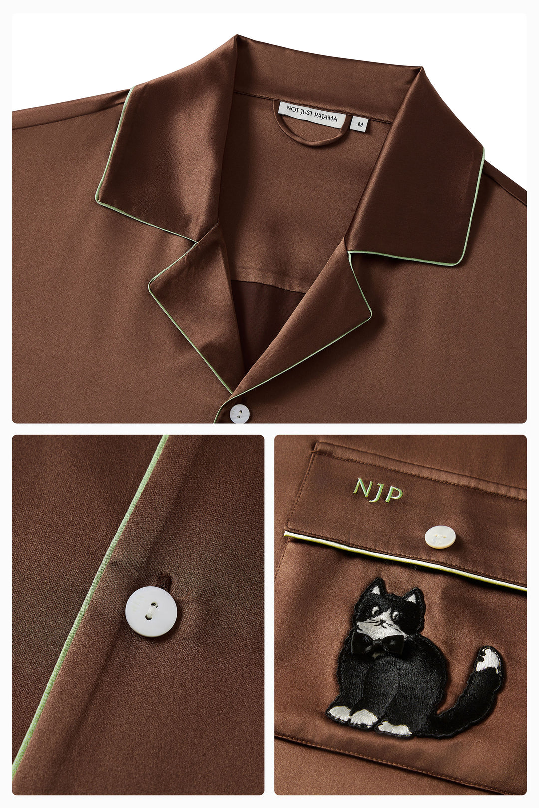 Milo 22 Momme Mulberry Silk Long Sleeve Pajama Set with Contrast Piping