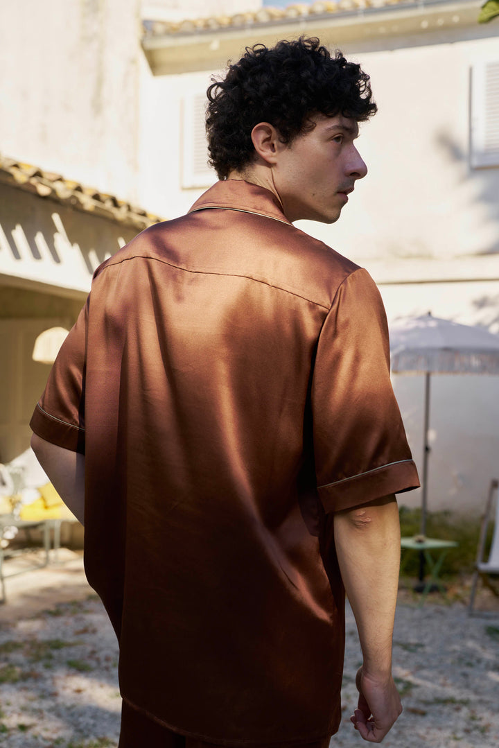 Milo 22 Momme Mulberry Silk Short Sleeve Pajama Set with Crystal Embellished Print