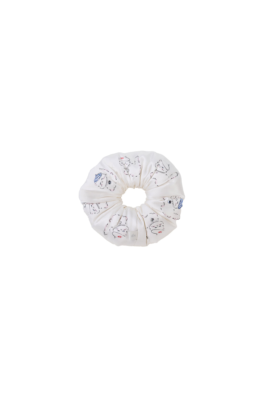 Kiki Pearl Cat 22 momme mulberry silk scrunchie hair accessory front view