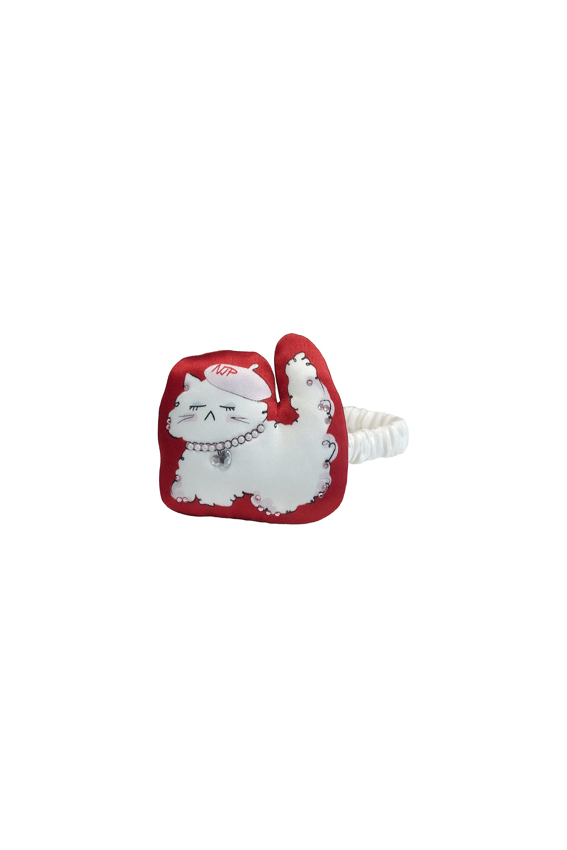 Kiki Pearl Cat Silk Mini Scrunchie in 100% mulberry silk by Not Just Pajama - image 1