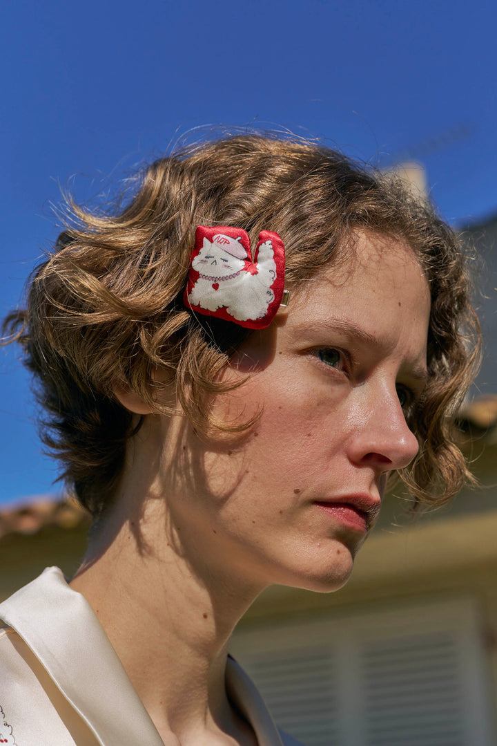 Kiki Cat Silk Hair Claw Clip in 100% mulberry silk by Not Just Pajama - image 2