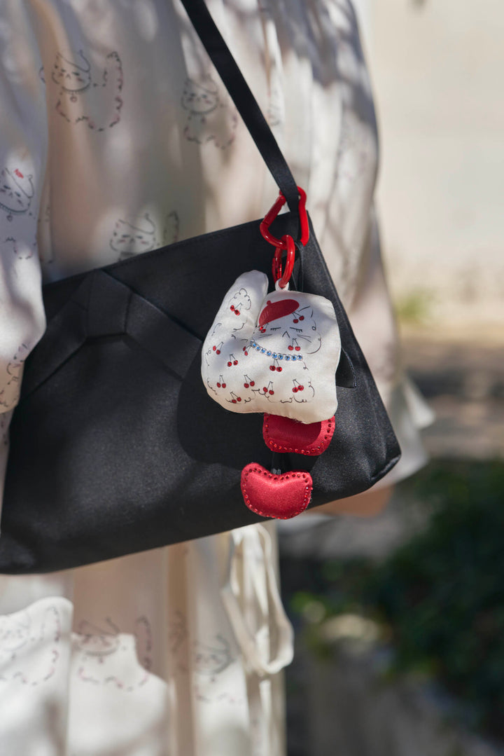 Kiki Cat Silk Keychain Charm in 100% mulberry silk by Not Just Pajama - image 2