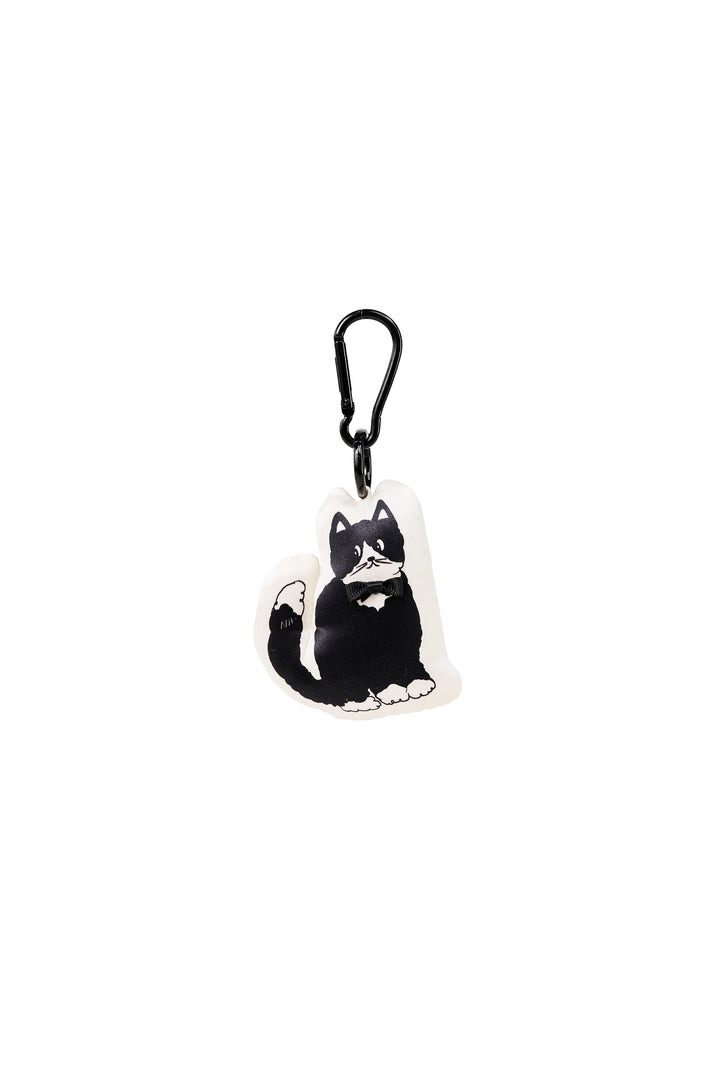 Milo Pearl Cat 22 momme mulberry silk charm keychain front view