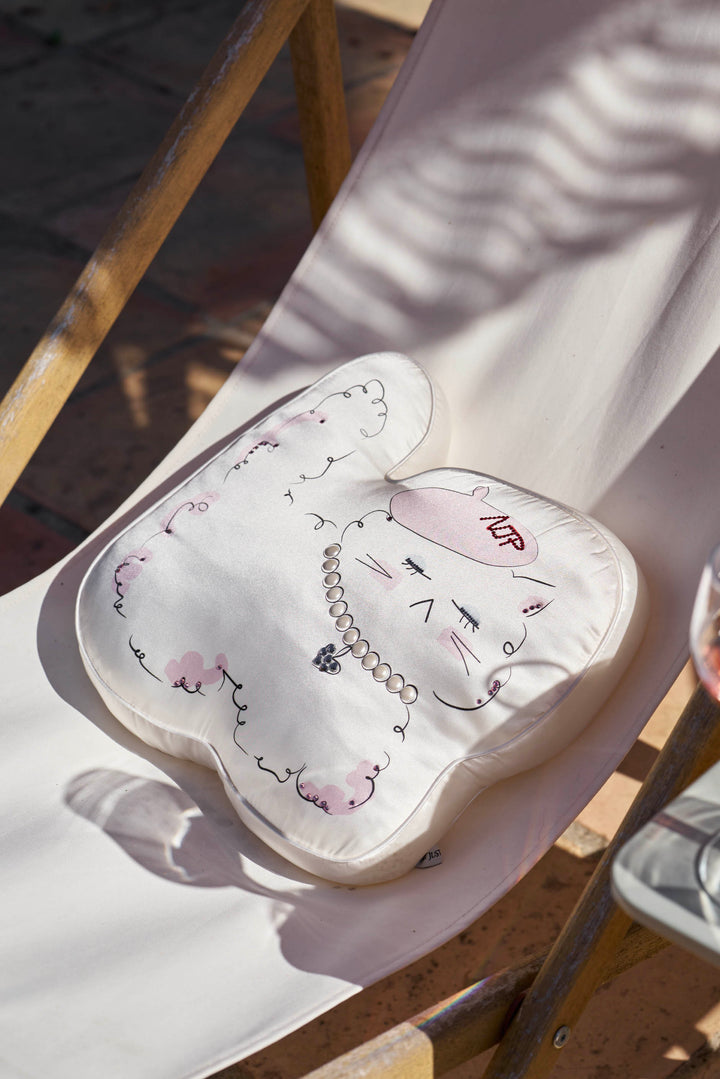 Kiki Pearl Cat Silk Throw Pillow