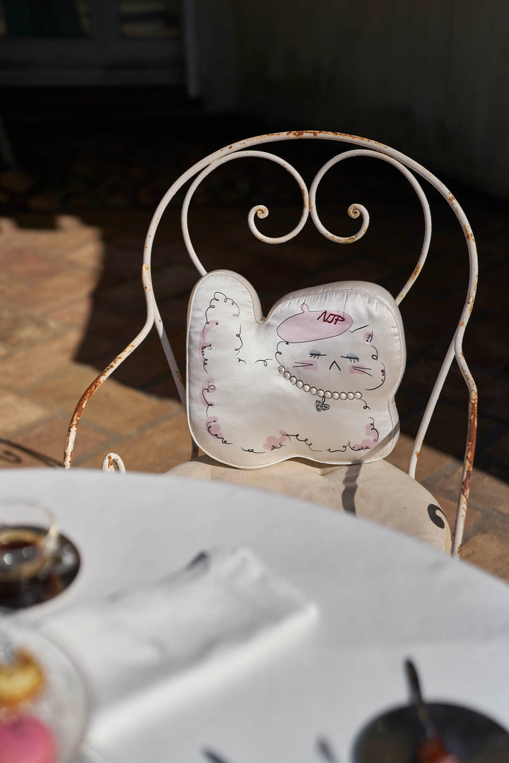 Kiki Pearl Cat Silk Throw Pillow