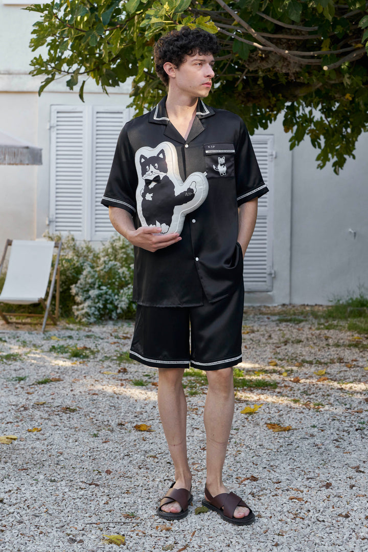 Milo Pearl Cat 22 Momme Silk Cat Pillow