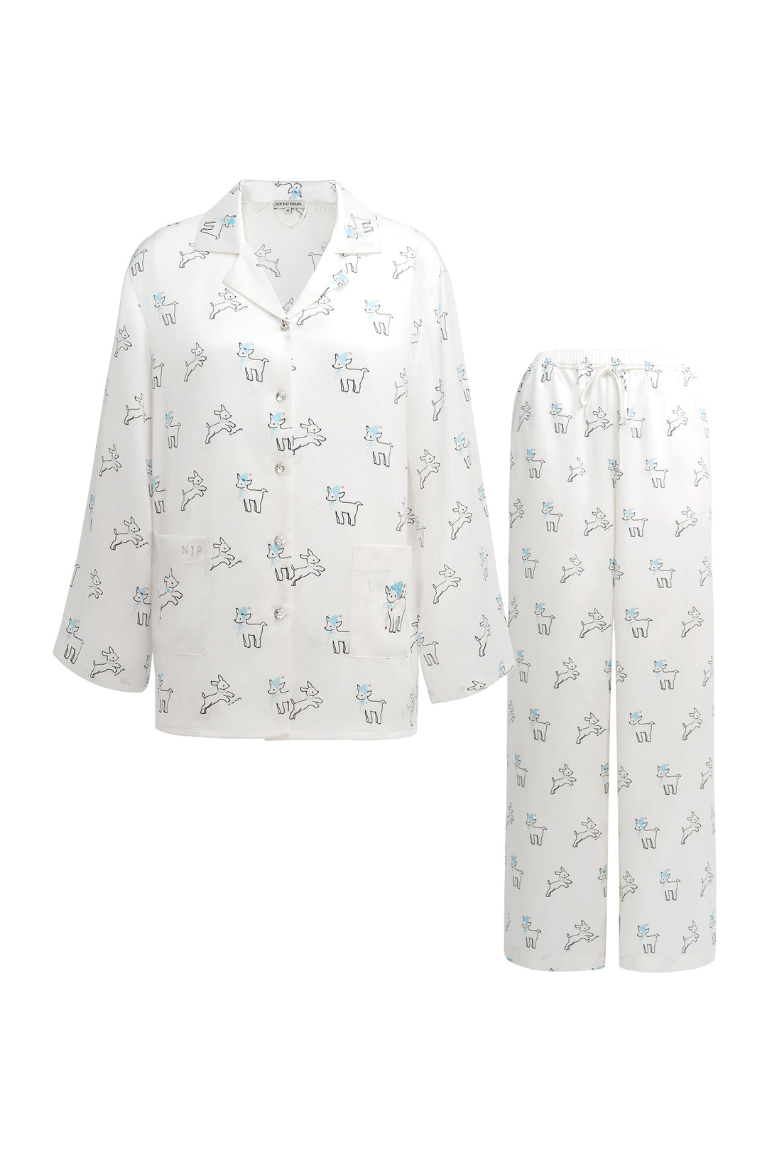 Bubbie 22 Momme Silk Printed Long-Sleeve Pajama Set